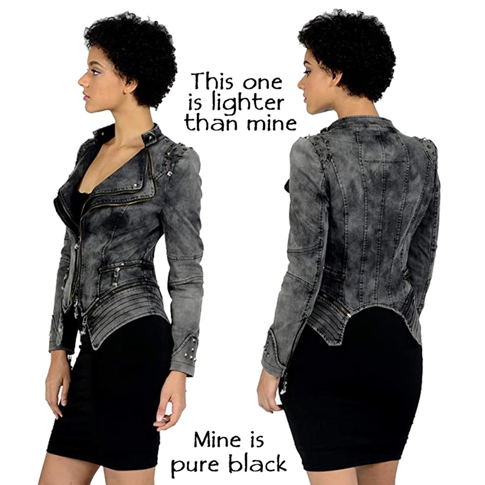 Black Studded Imitation Leather Jacket